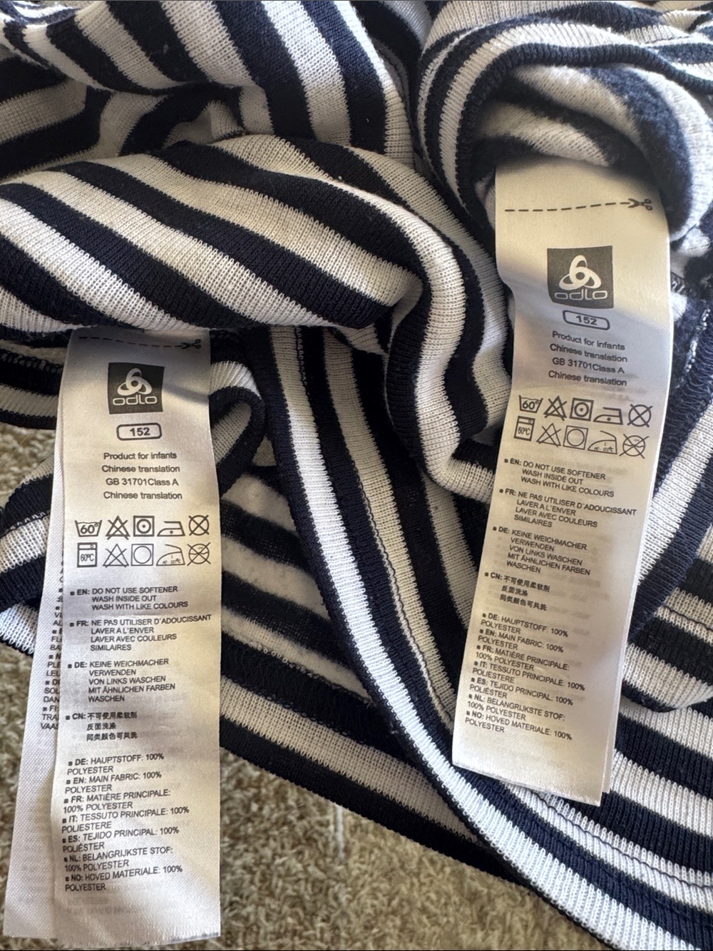 Odlo thermal active warm Striped Navy and White Long Sleeve Top - Picture 4 of 4